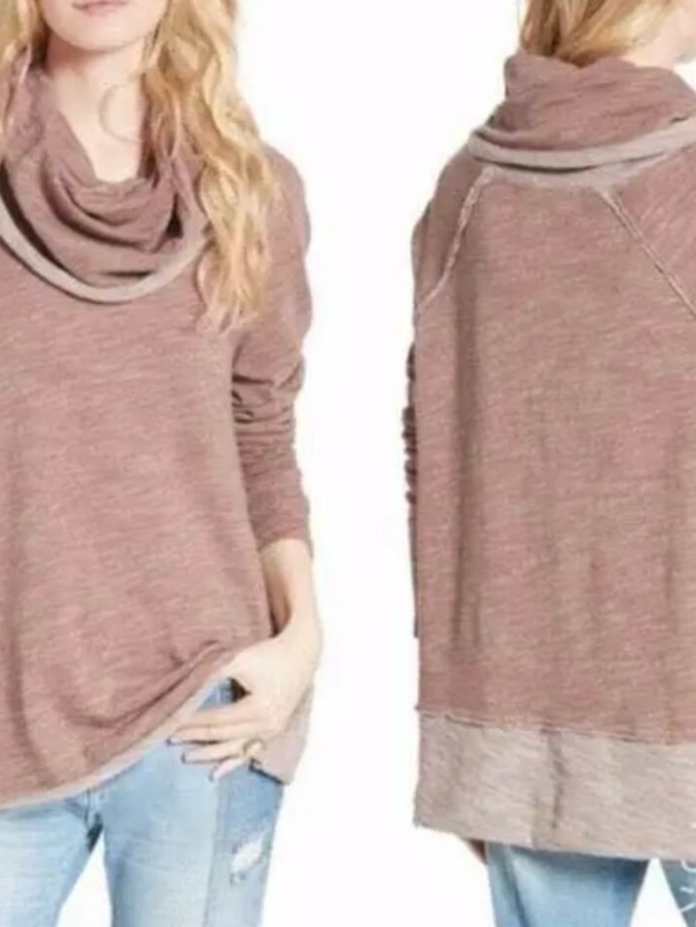 Free People Beach Cocoon Pullover Cozy Cowl Neck Sweater Lounge Athleisure OS